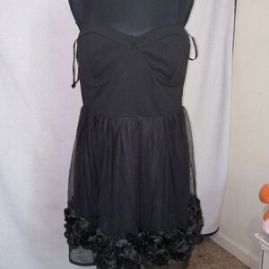 Trixxi Black Midi Dress with Floral Detail Trim